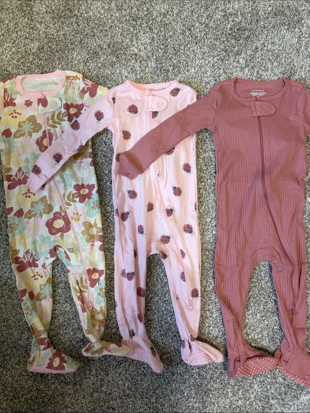 100% Organic Cotton Footie Pajamas - Size 12 months
